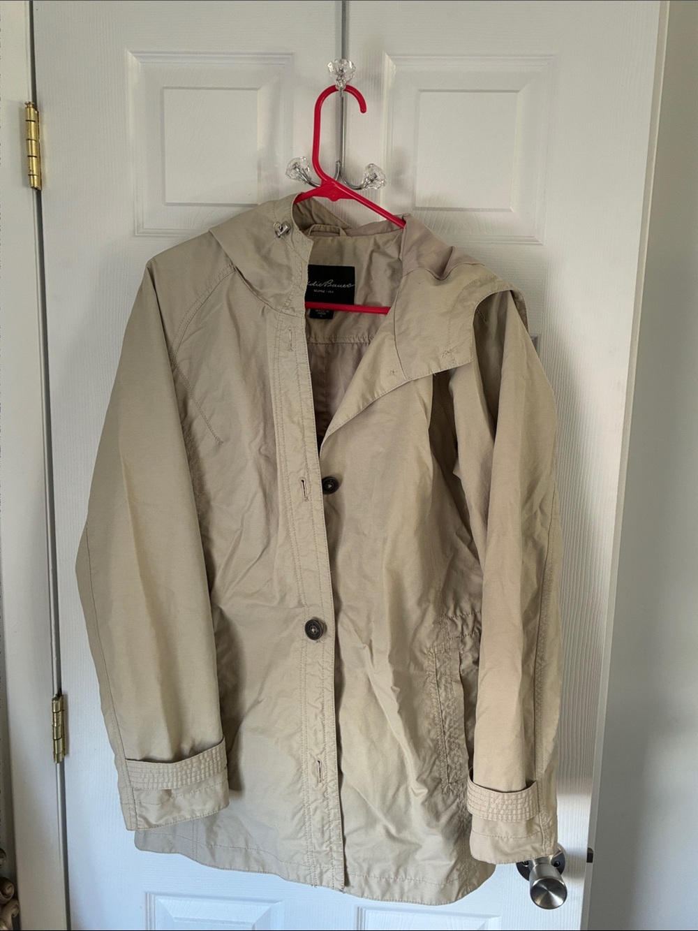 Eddie Bauer Hooded Trench Coat in Beige